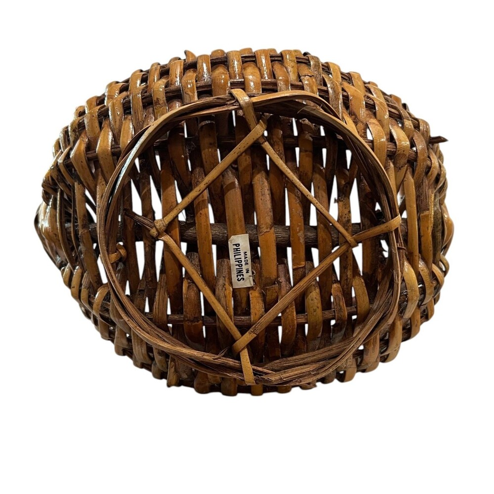 Rustic Woven Basket Grapevine or Root Handle Oval Asymmetrical Primative - Picture 8 of 8